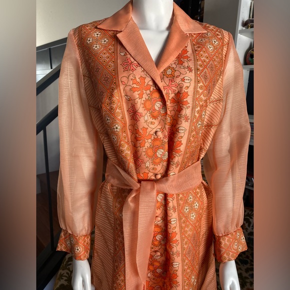 SOLDSOLDSOLD Vintage orange Alfred Shaheen dress - Picture 8 of 12